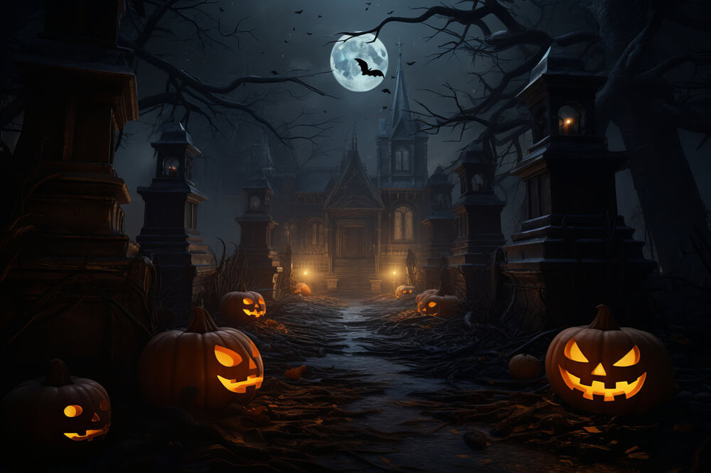 Sfondo Di Lanterne Di Zucca Di Notte Di Halloween RR7-34