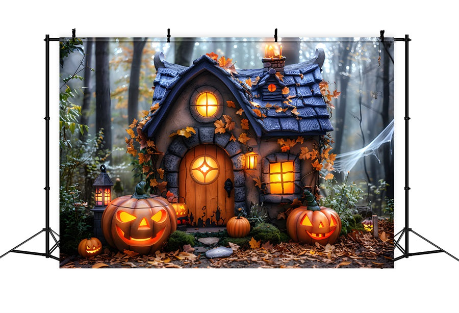Sfondo Di Lanterne Di Zucca Di Halloween Cottage RR7-340