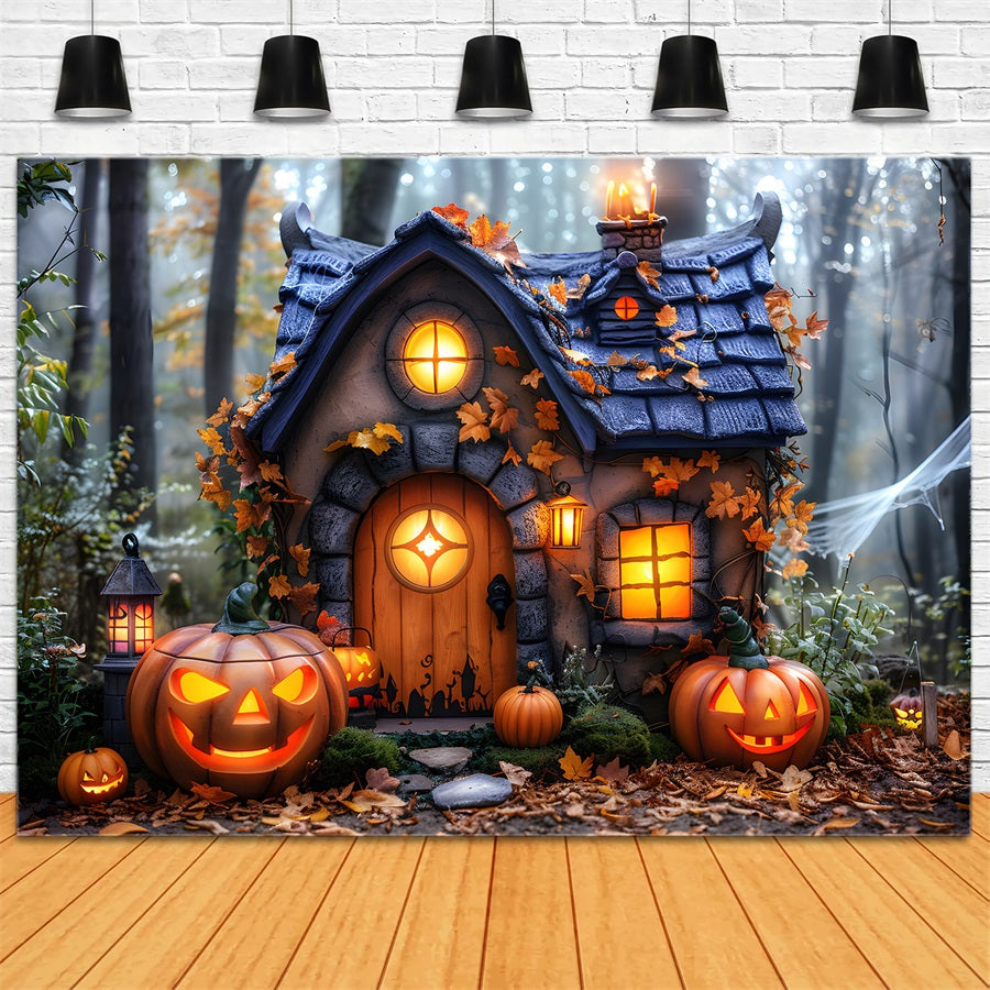 Sfondo Di Lanterne Di Zucca Di Halloween Cottage RR7-340