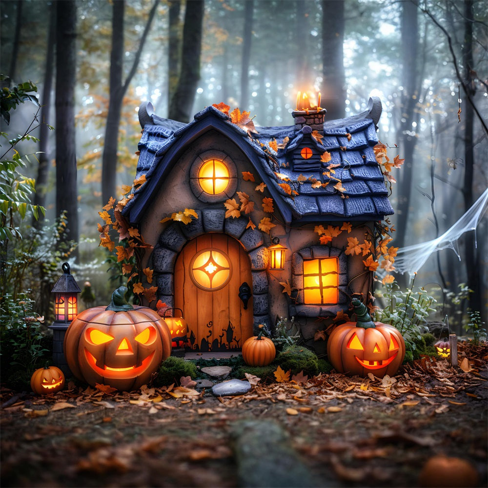 Sfondo Di Lanterne Di Zucca Di Halloween Cottage RR7-340