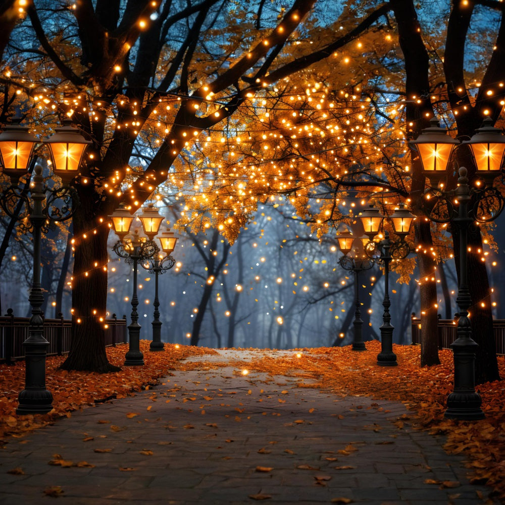 Sfondo Di Alberi Incantati Con Passerella Autunnale RR7-349