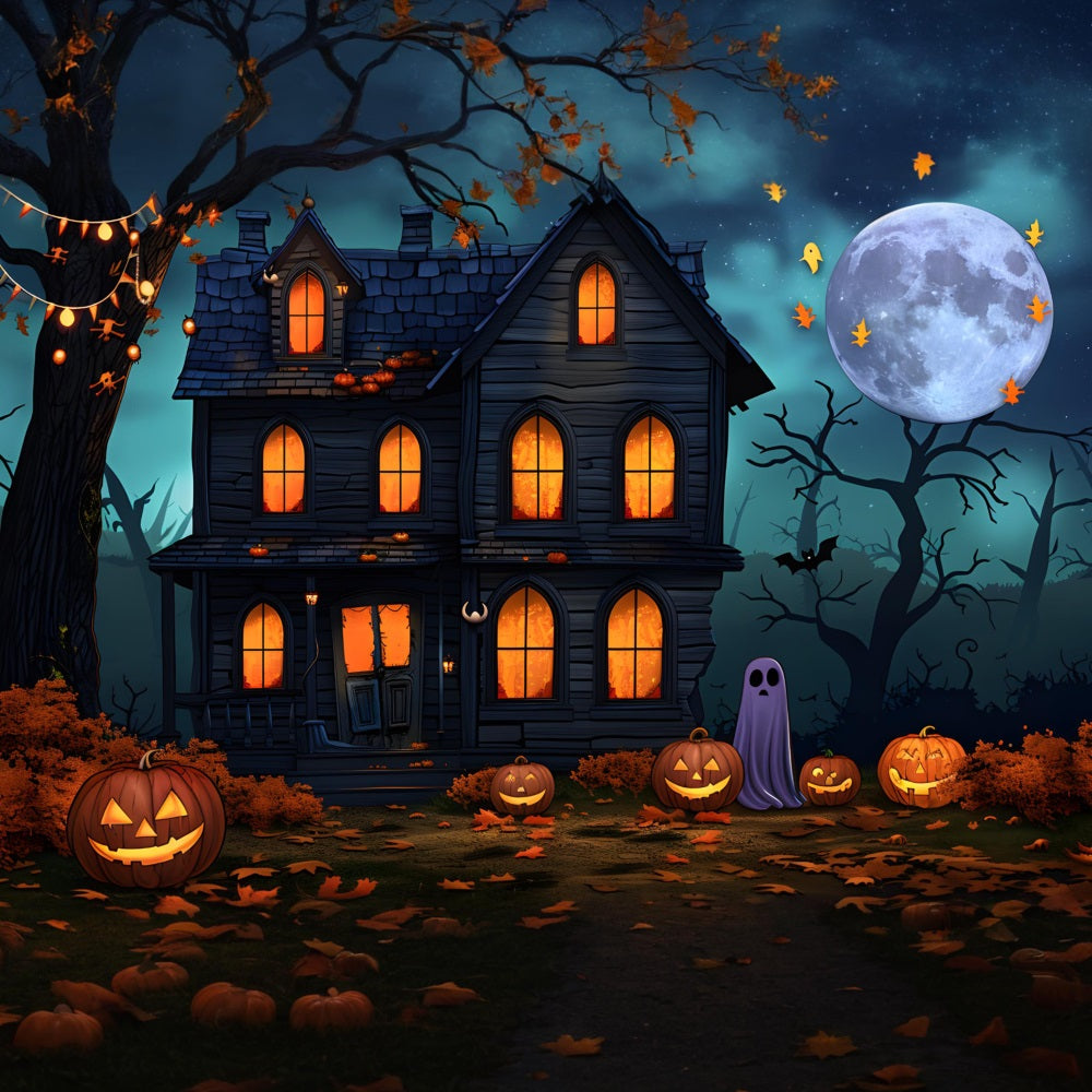Sfondo Fantasma Delle Lanterne Della Casa Stregata Di Halloween RR7-350