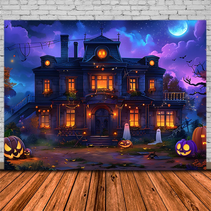 Sfondo Di Fantasmi Di Zucca Della Casa Incantata Di Halloween RR7-351