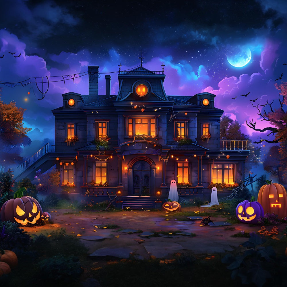 Sfondo Di Fantasmi Di Zucca Della Casa Incantata Di Halloween RR7-351
