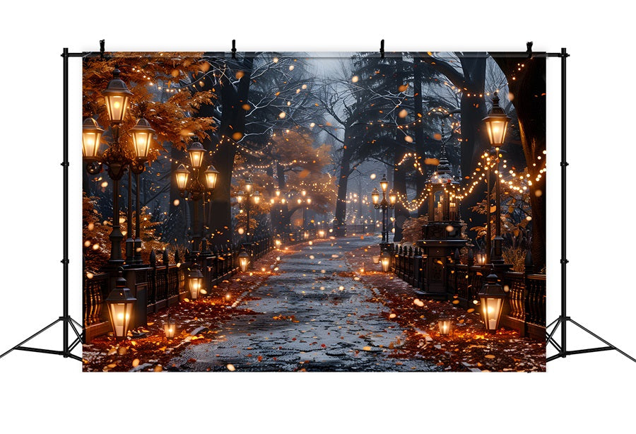 Sfondo Del Percorso Illuminato Dalla Lanterna Incantata Di Halloween RR7-358