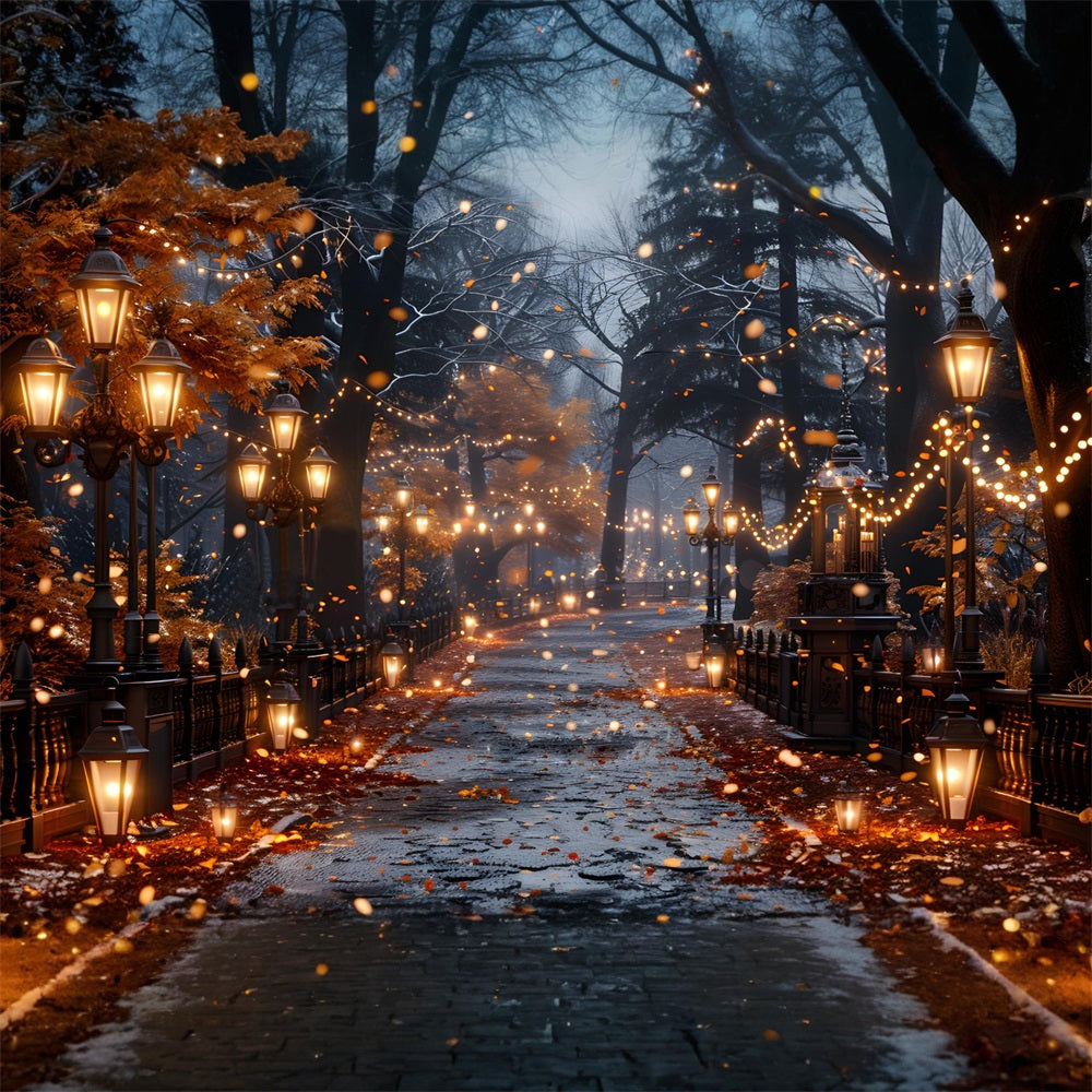 Sfondo Del Percorso Illuminato Dalla Lanterna Incantata Di Halloween RR7-358