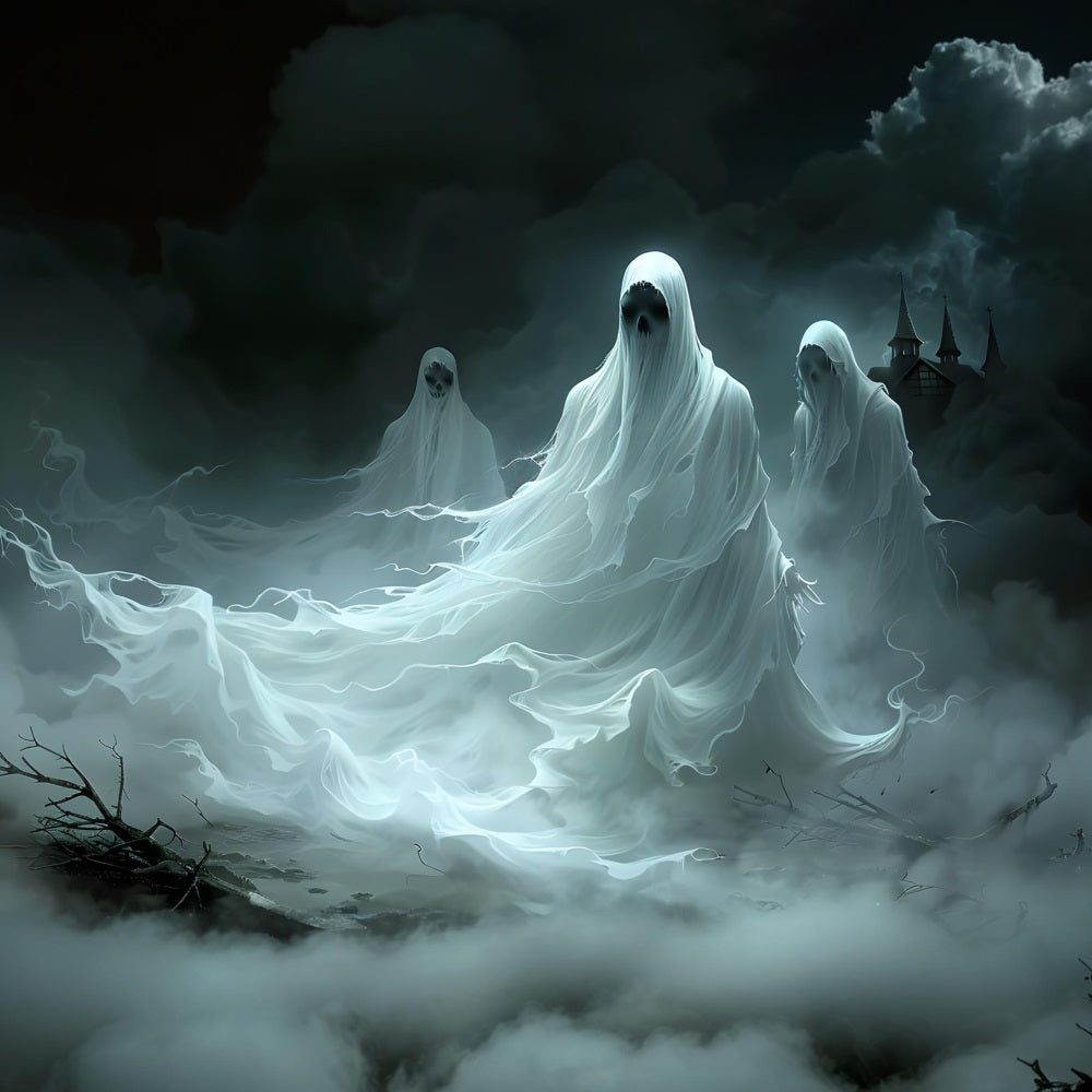Sfondo Del Trio Di Fantasmi Spettrali Di Halloween RR7-369
