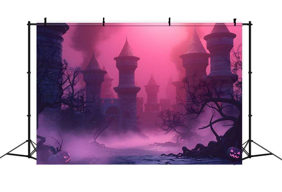 Sfondo Di Nebbia Rosa Del Castello Stregato Di Halloween RR7-377