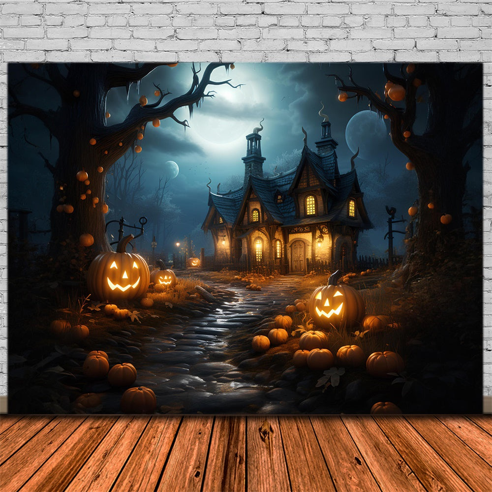 Sfondo Di Zucche Di Halloween Forest House RR7-383