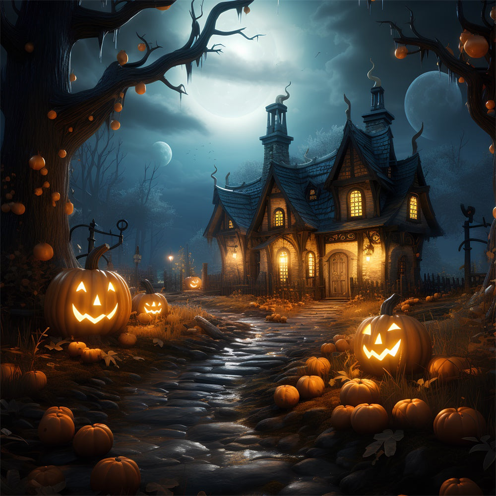 Sfondo Di Zucche Di Halloween Forest House RR7-383