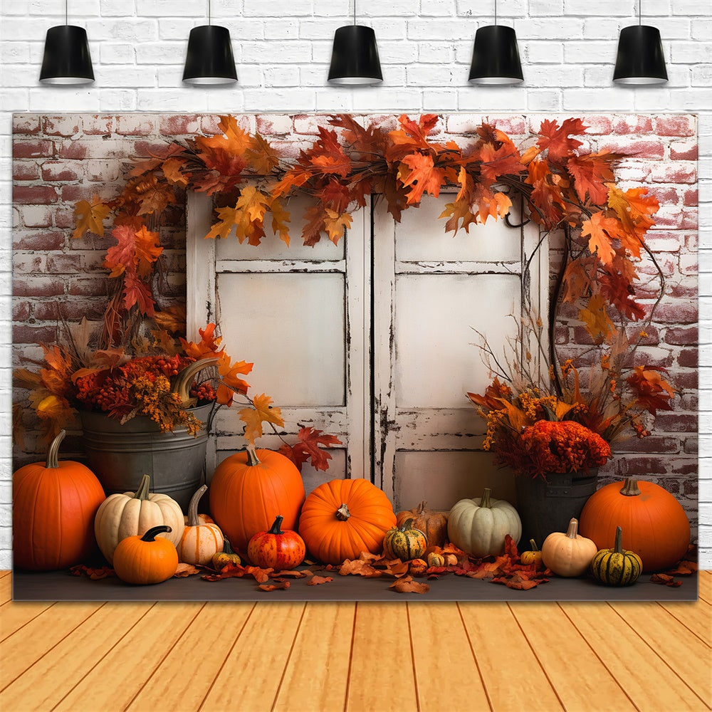 Sfondo Autunnale Con Foglie D'Acero E Zucche RR7-389