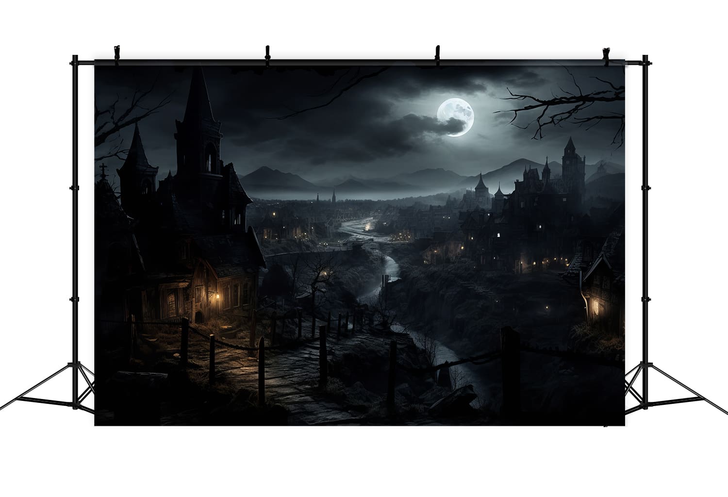 Sfondo Fotografico Delle Case Notturne Di Halloween RR7-39