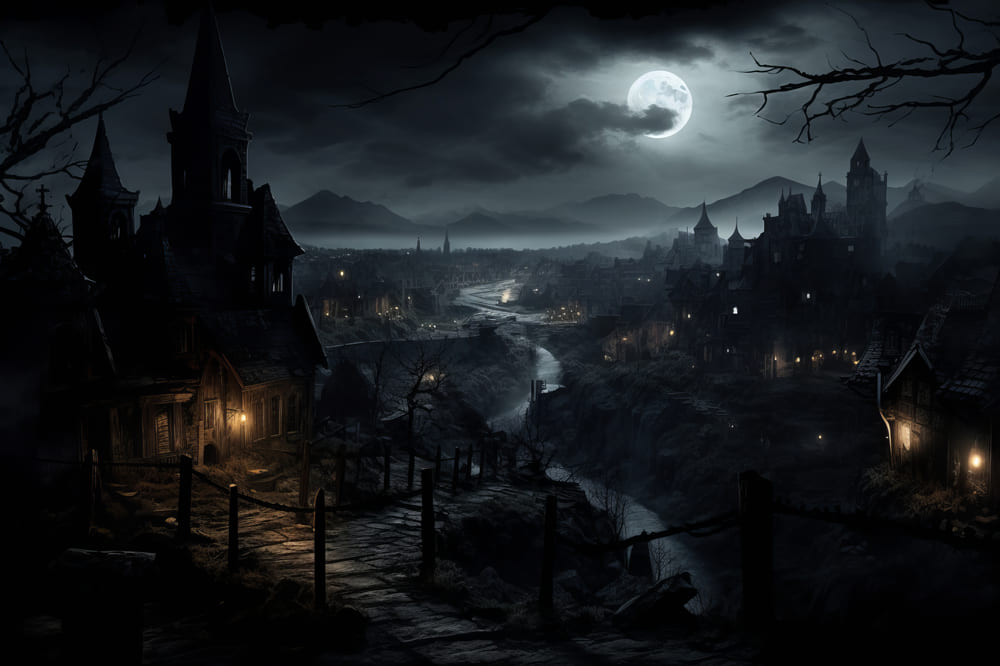 Sfondo Fotografico Delle Case Notturne Di Halloween RR7-39