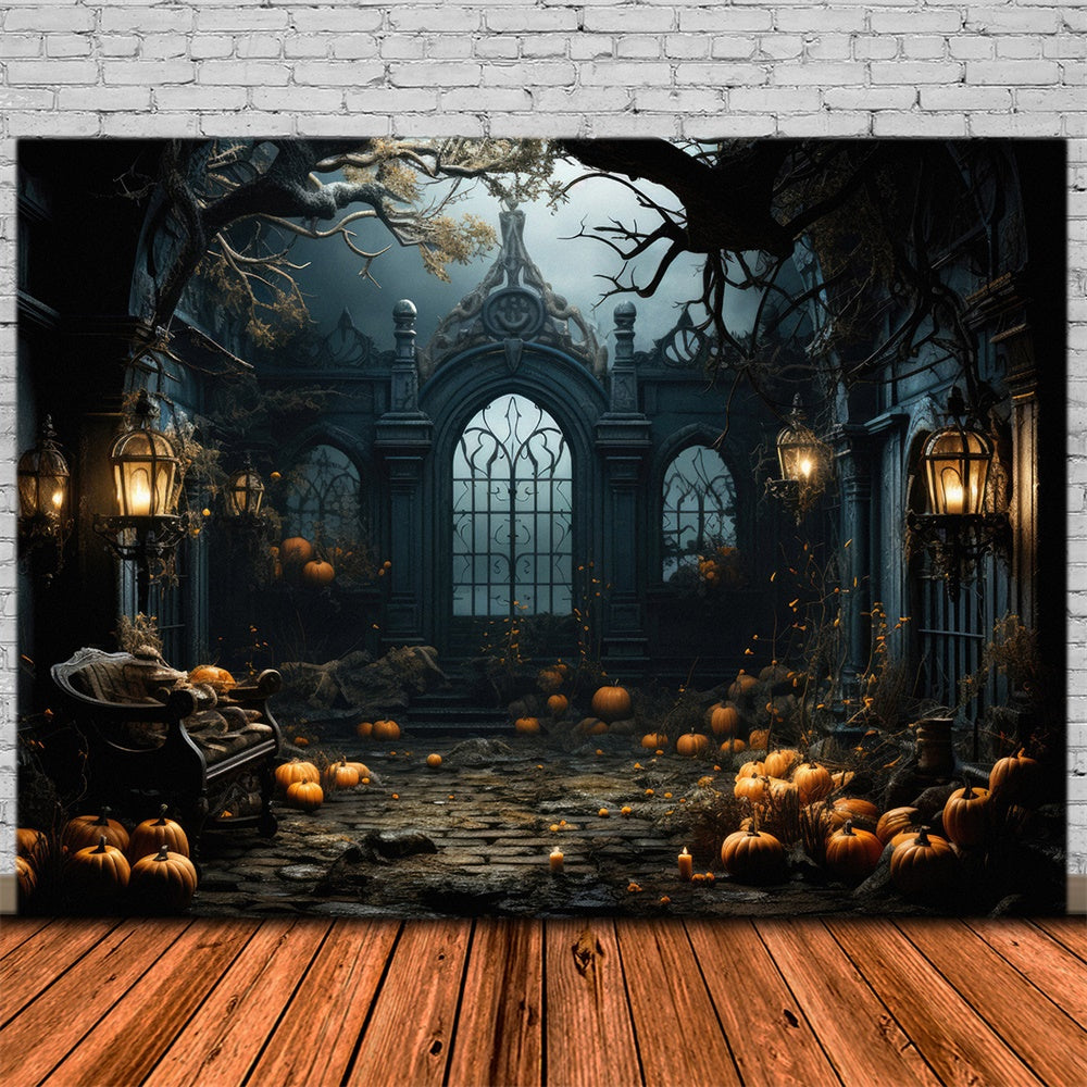 Sfondo Di Zucche Di Halloween Haunted Mansion RR7-397