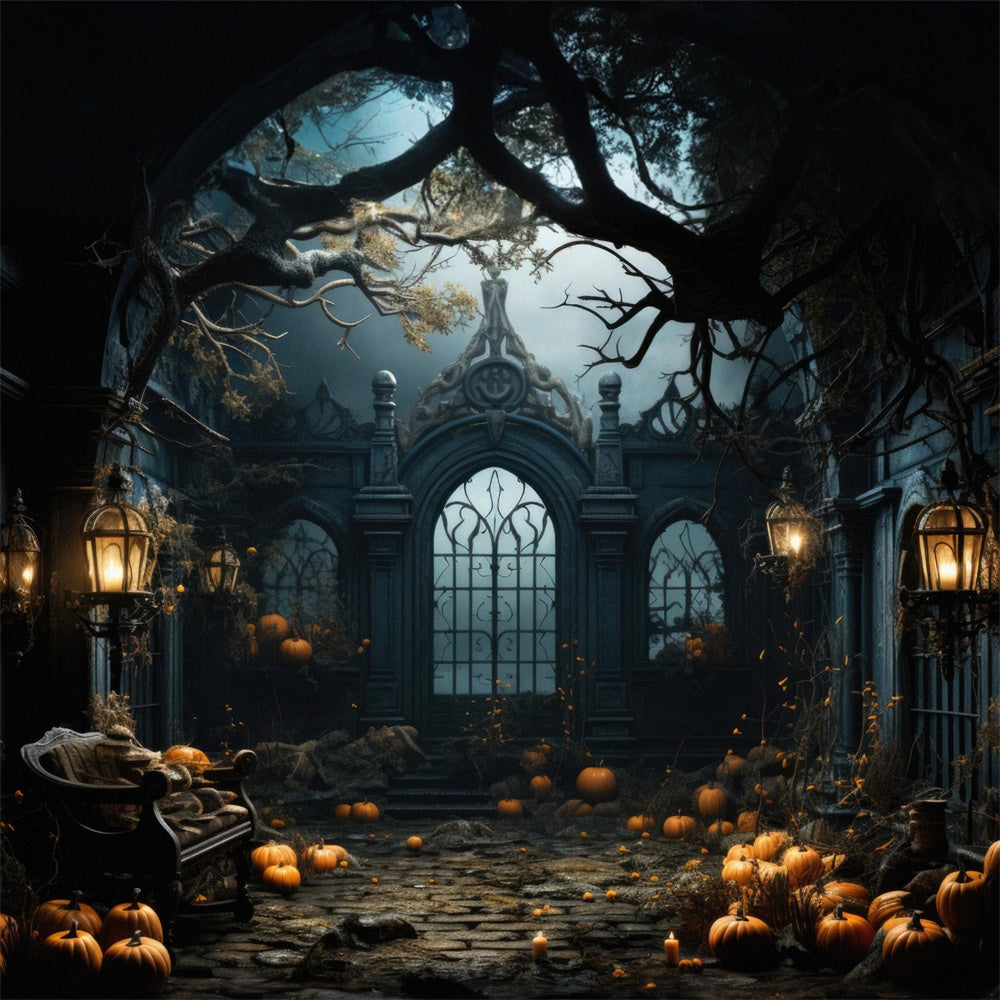 Sfondo Di Zucche Di Halloween Haunted Mansion RR7-397