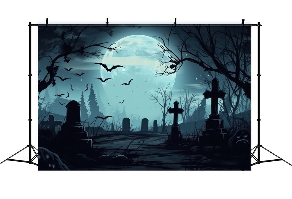 Sfondo Fotografico Del Cimitero Spettrale Di Halloween RR7-399