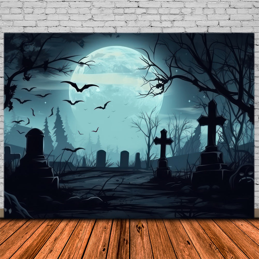 Sfondo Fotografico Del Cimitero Spettrale Di Halloween RR7-399