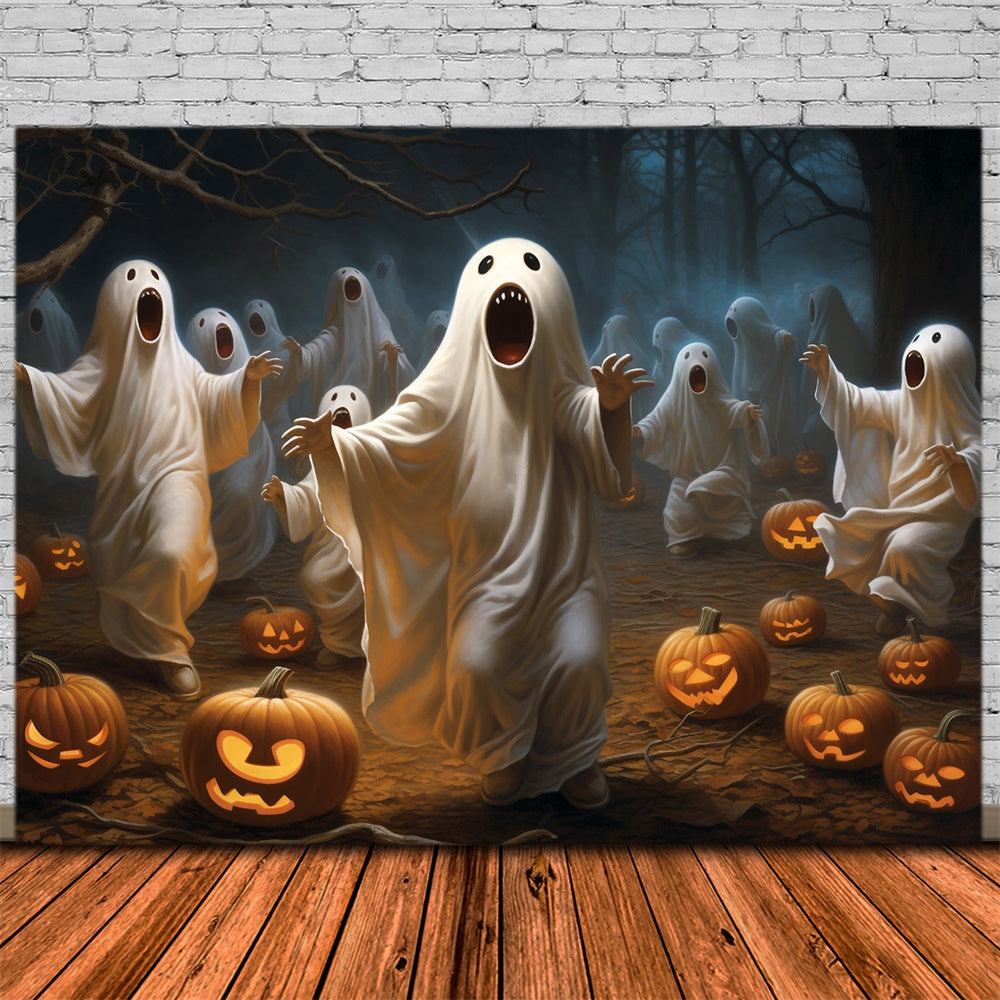 Sfondo Del Fantasma Del Cimitero Della Notte Spettrale Di Halloween RR7-412