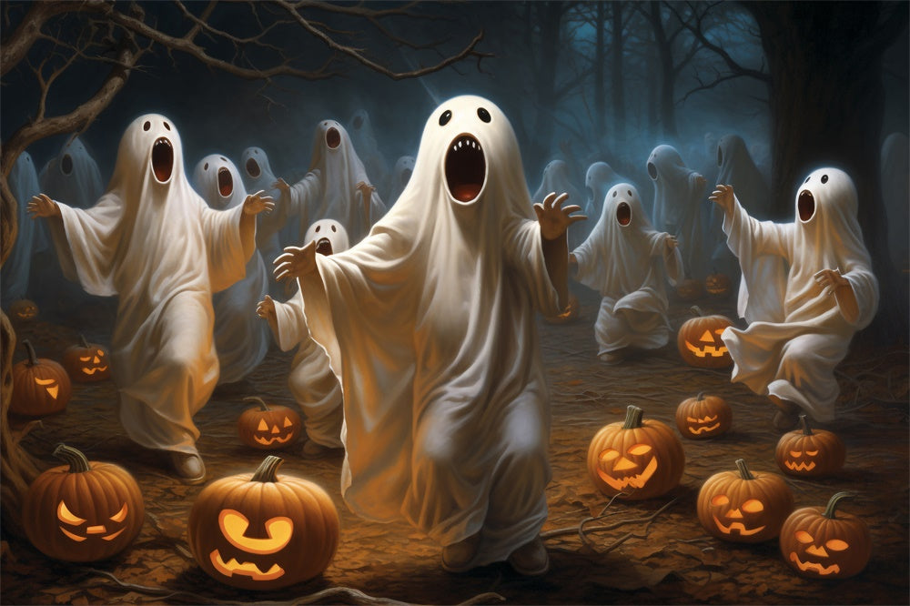 Sfondo Del Fantasma Del Cimitero Della Notte Spettrale Di Halloween RR7-412