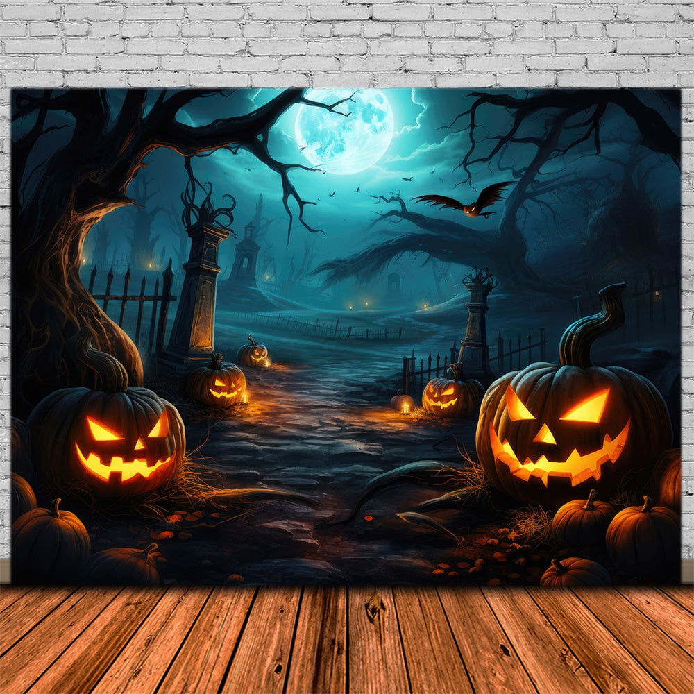 Sfondo Di Zucca Spettrale Di Halloween Forest Night RR7-416
