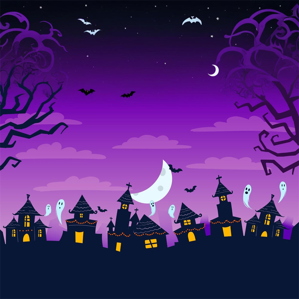 Sfondo Di Case Stregate Di Halloween Disegnate A Mano RR7-420