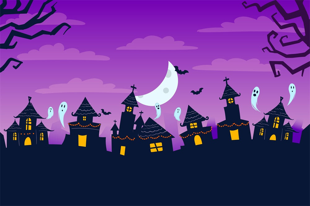 Sfondo Di Case Stregate Di Halloween Disegnate A Mano RR7-420