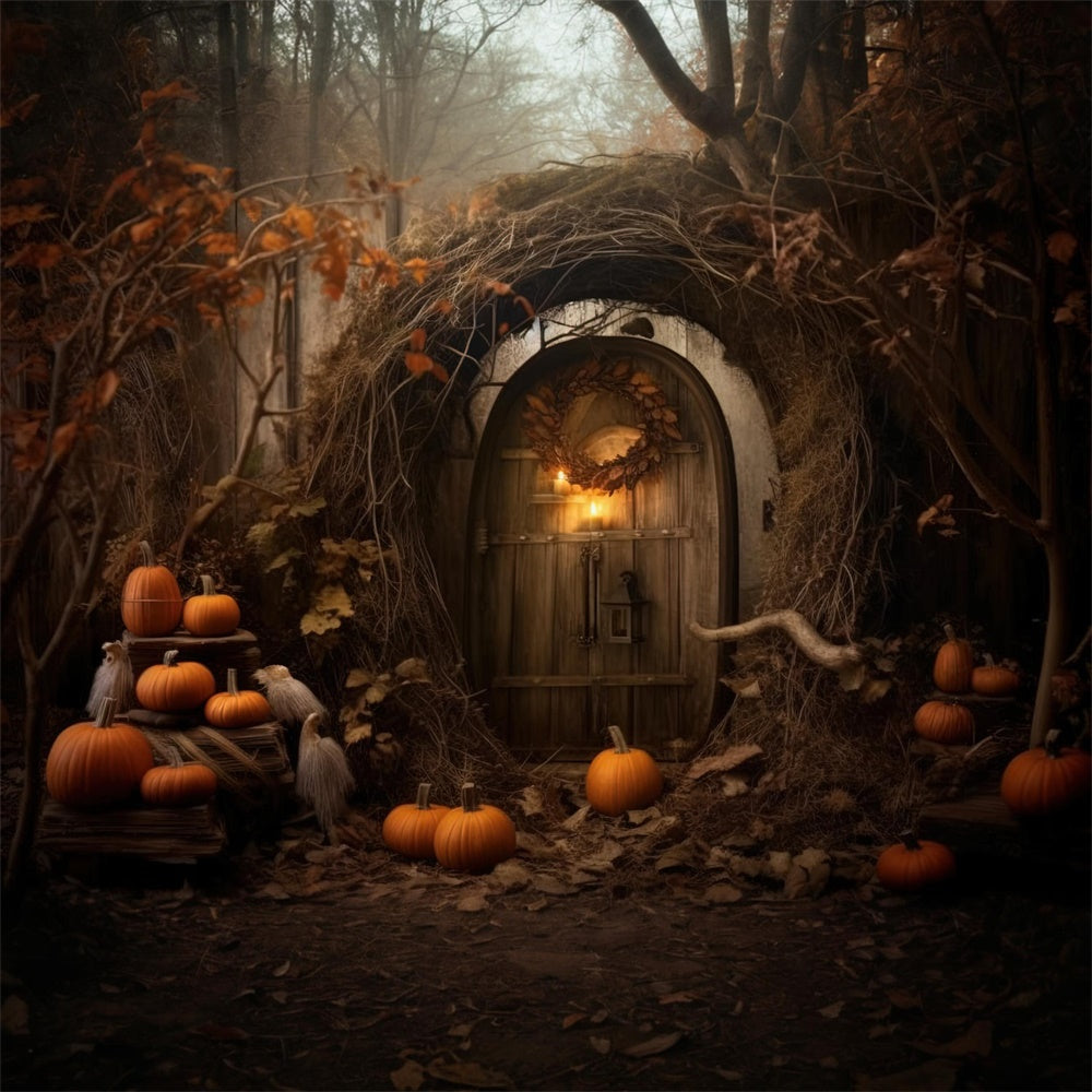 Sfondo Di Zucche Di Cabina Abbandonata Di Halloween RR7-424