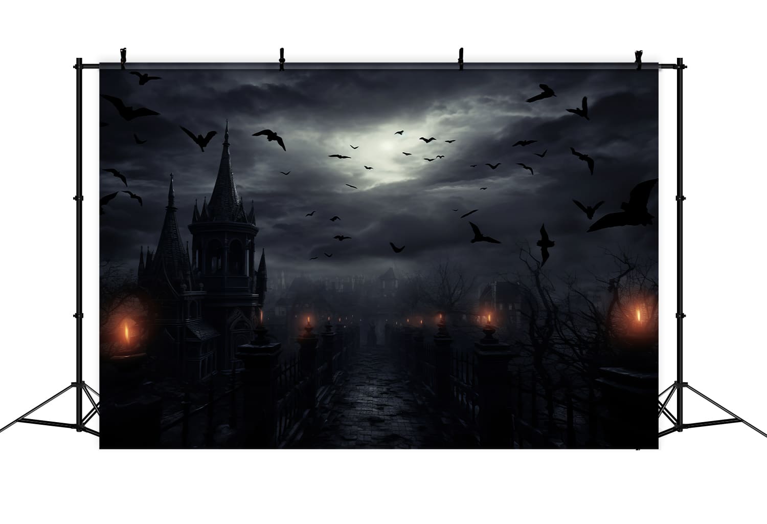 Sfondo Di Pipistrelli Di Halloween Horror Night House RR7-43