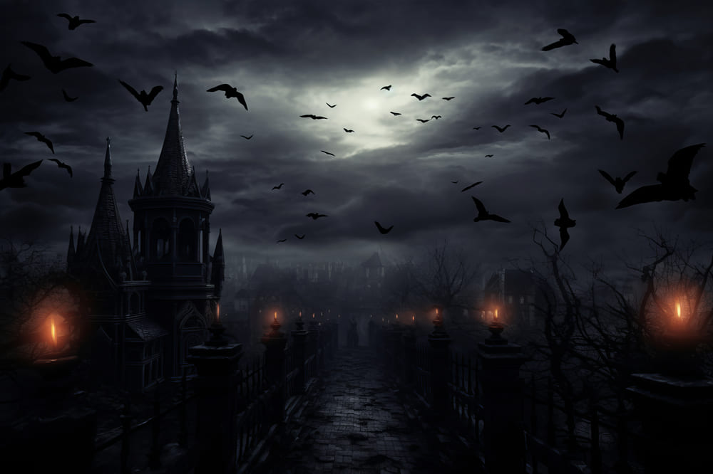 Sfondo Di Pipistrelli Di Halloween Horror Night House RR7-43