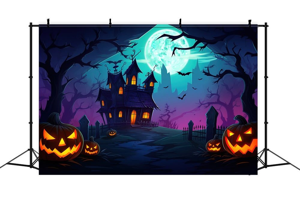 Sfondo Della Tomba Della Casa Della Strega Di Halloween Moon Night RR7-432