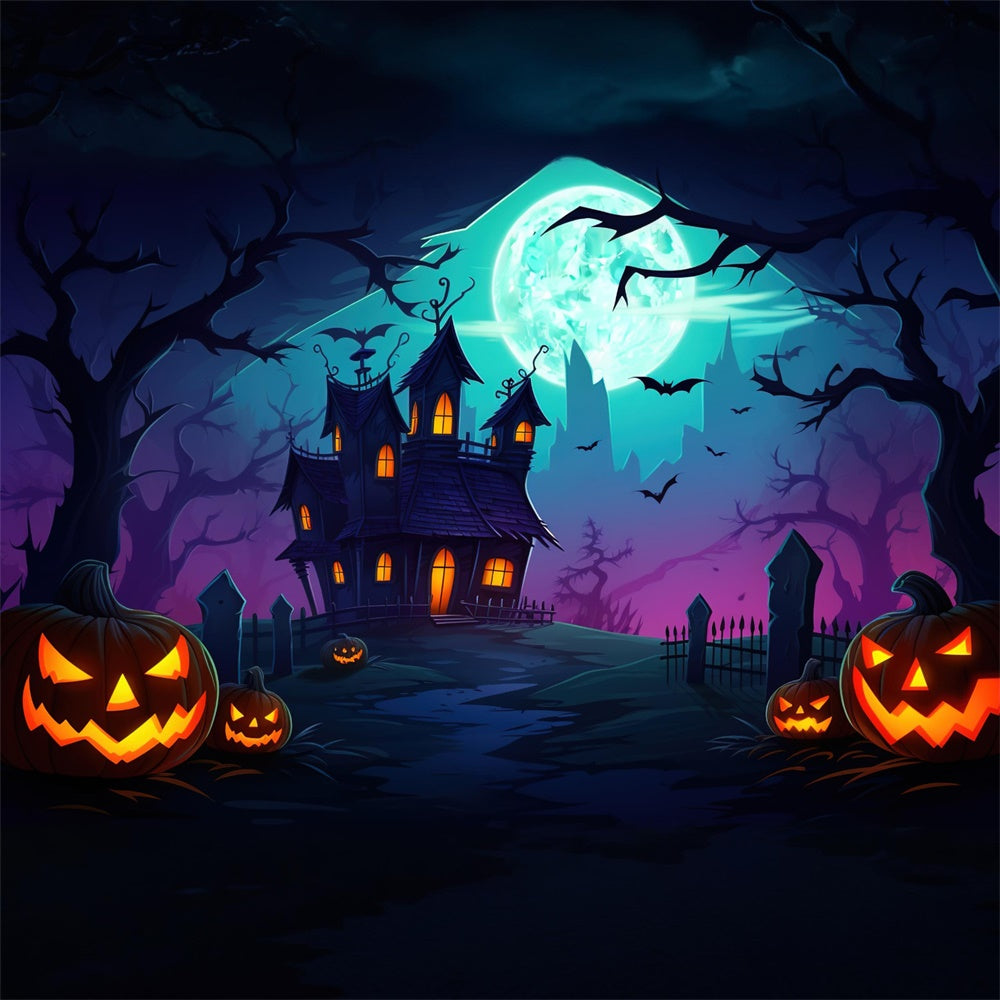 Sfondo Della Tomba Della Casa Della Strega Di Halloween Moon Night RR7-432