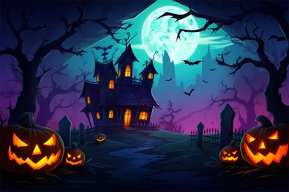 Sfondo Della Tomba Della Casa Della Strega Di Halloween Moon Night RR7-432