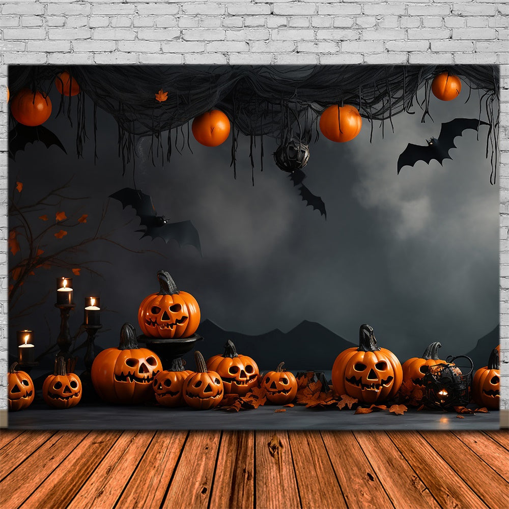 Sfondo Di Pipistrello Zucca Da Muro Vintage Di Halloween RR7-433