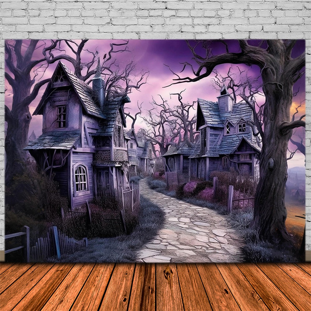 Sfondo Della Vecchia Citta Magica Abbandonata Di Halloween RR7-441