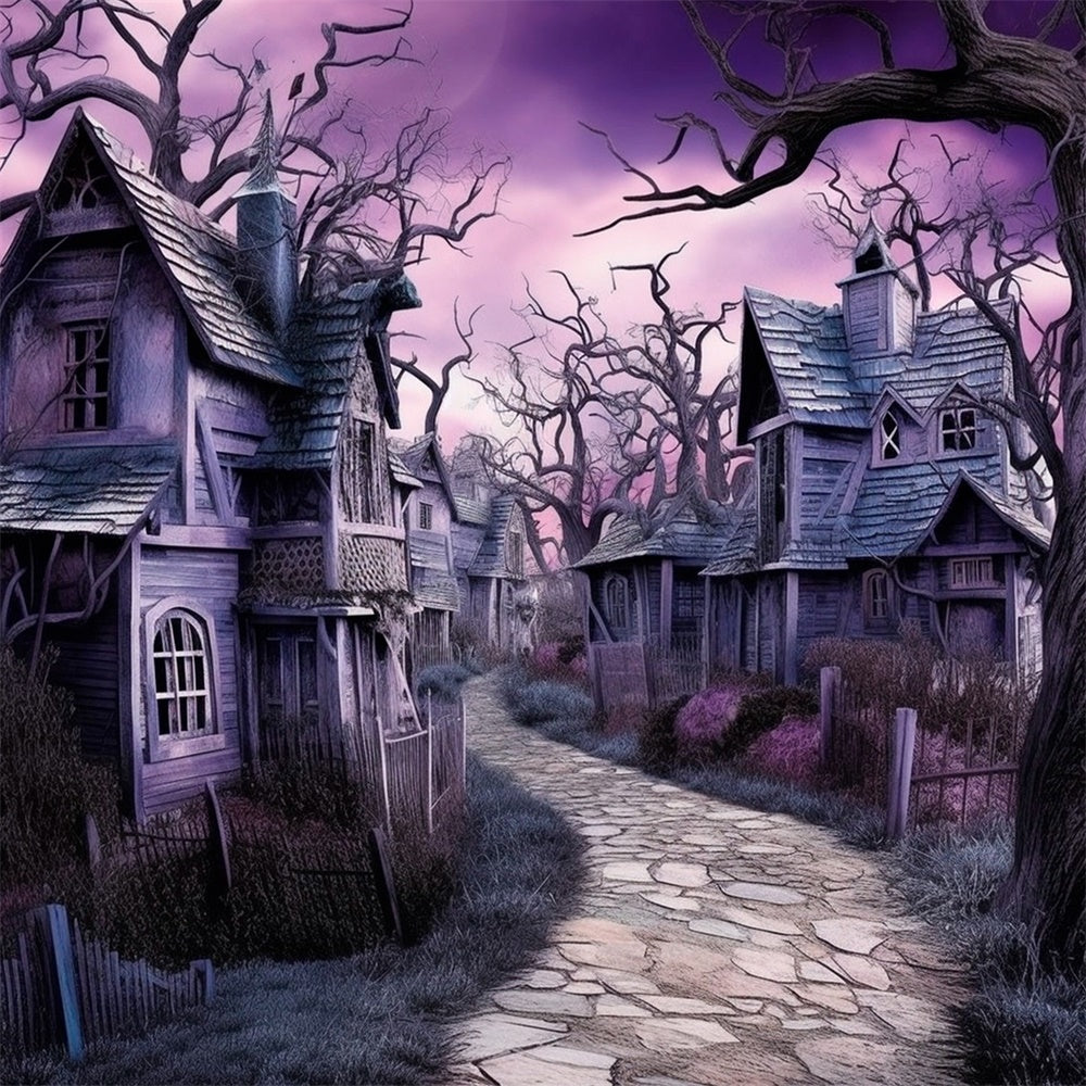 Sfondo Della Vecchia Citta Magica Abbandonata Di Halloween RR7-441