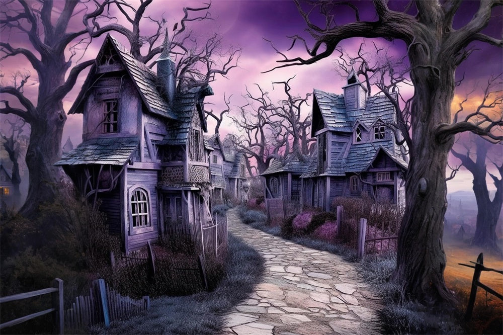 Sfondo Della Vecchia Citta Magica Abbandonata Di Halloween RR7-441