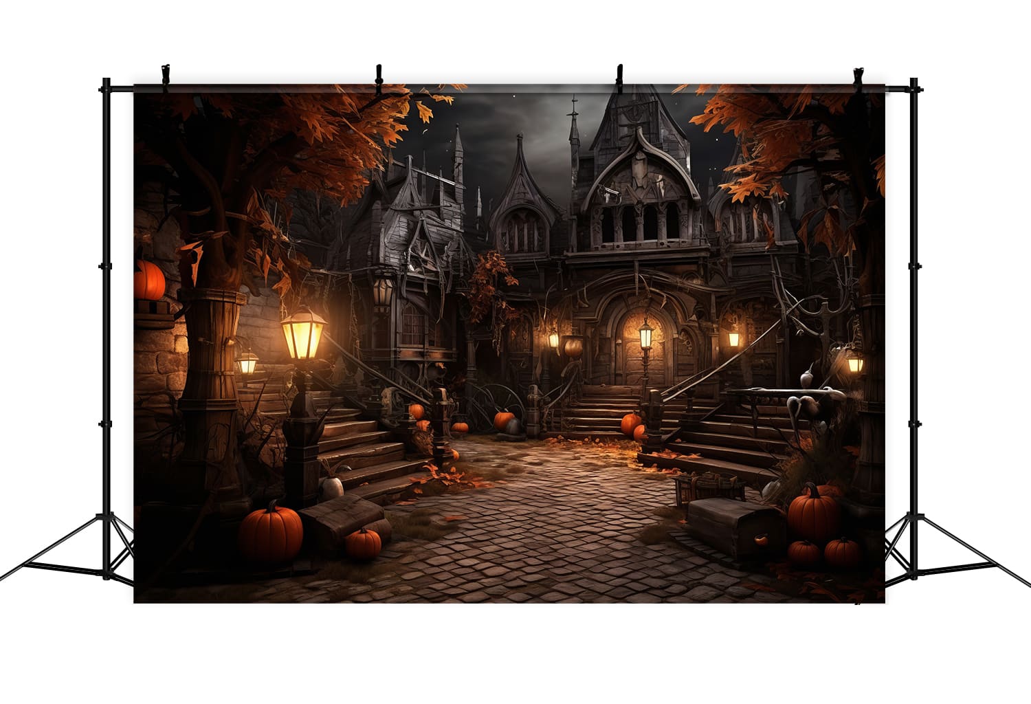 Sfondo Di Zucca Da Costruzione Spettrale Di Halloween RR7-45