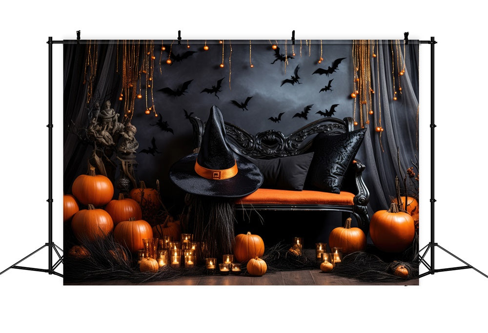 Sfondo Di Halloween Da Parete Decorato Con Candela Di Zucca RR7-452