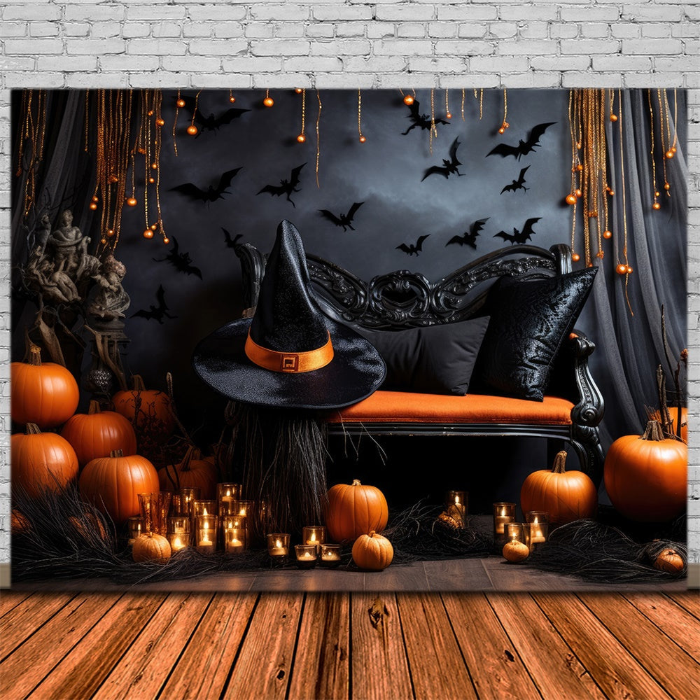 Sfondo Di Halloween Da Parete Decorato Con Candela Di Zucca RR7-452
