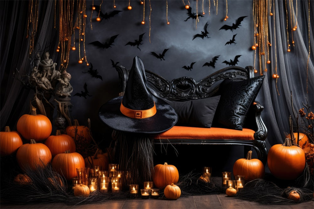 Sfondo Di Halloween Da Parete Decorato Con Candela Di Zucca RR7-452