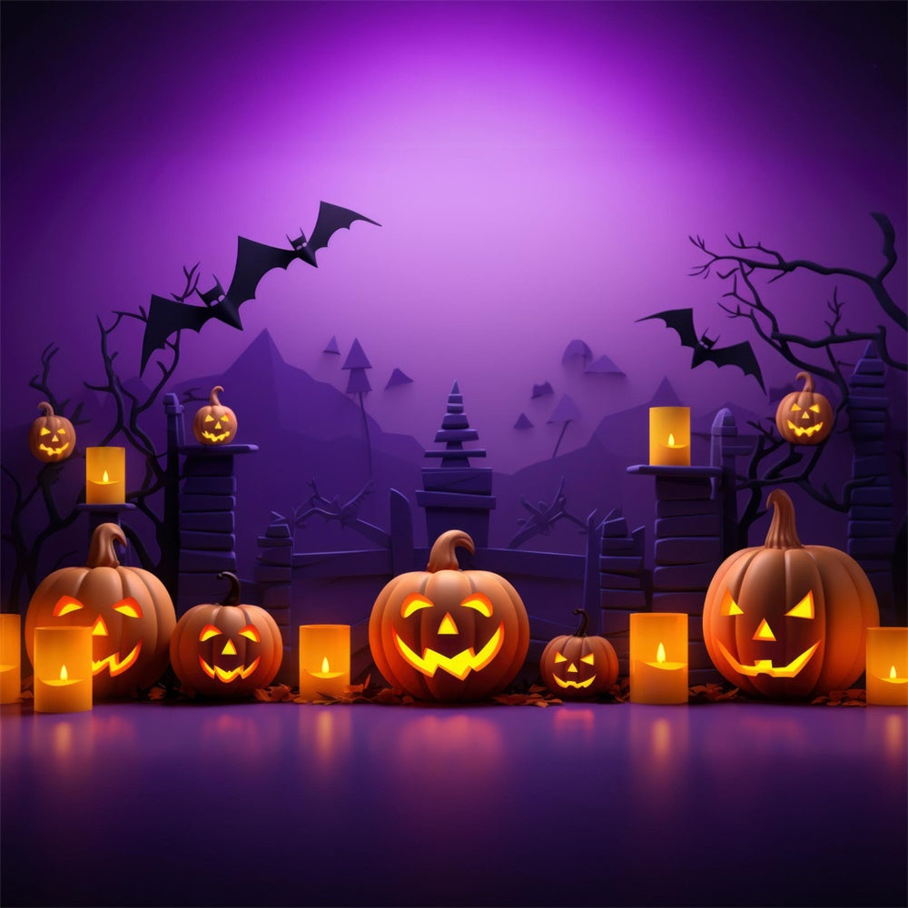 Sfondo Fotografico Con Zucca Di Halloween E Pipistrelli RR7-453