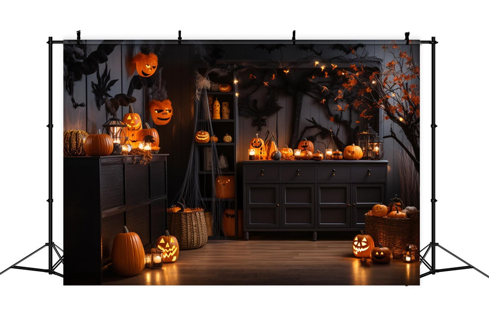 Sfondo Della Stanza Delle Lanterne Della Zucca Di Halloween RR7-474