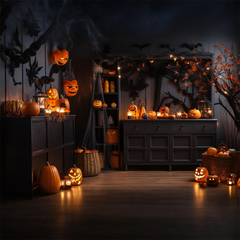 Sfondo Della Stanza Delle Lanterne Della Zucca Di Halloween RR7-474
