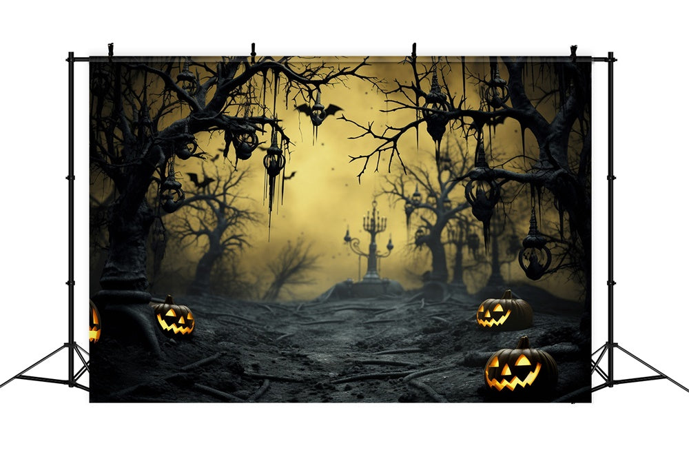 Sfondo Di Zucca Di Alberi Appassiti Di Boschi Di Halloween RR7-480