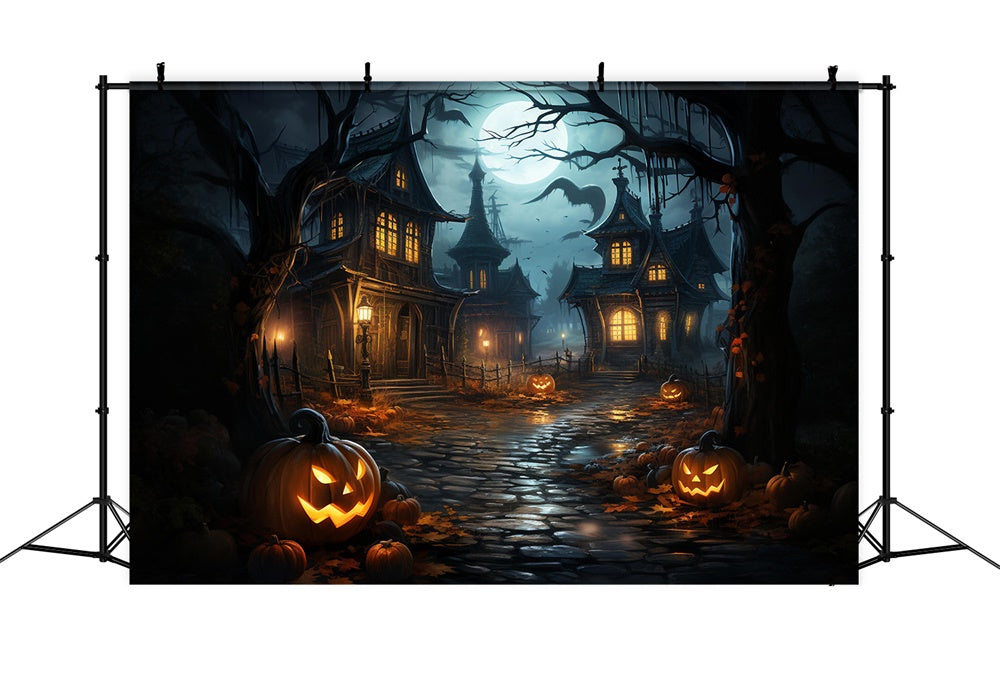 Sfondo Della Casa Stregata Di Halloween Moon Night RR7-486