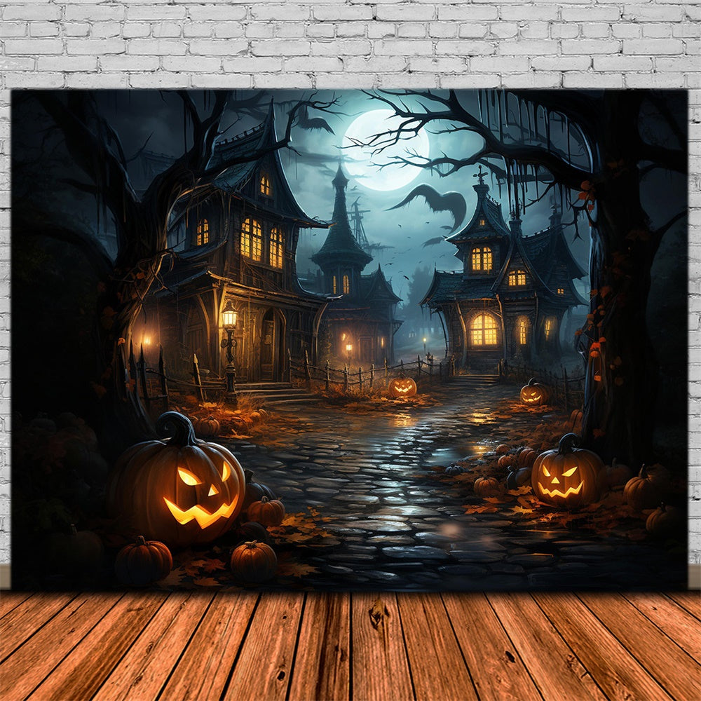 Sfondo Della Casa Stregata Di Halloween Moon Night RR7-486