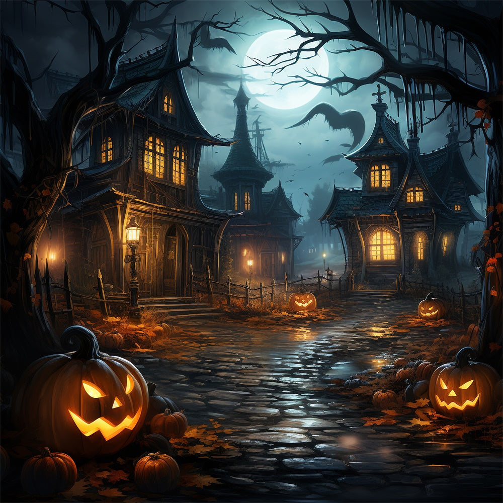 Sfondo Della Casa Stregata Di Halloween Moon Night RR7-486