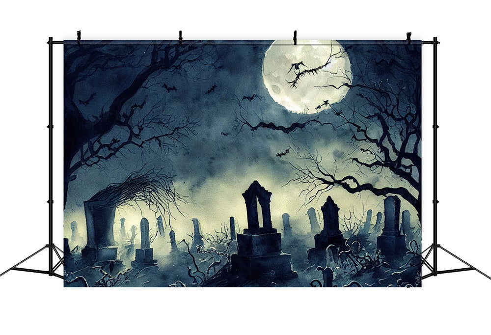 Sfondo Di Alberi Appassiti Del Cimitero Di Halloween RR7-495