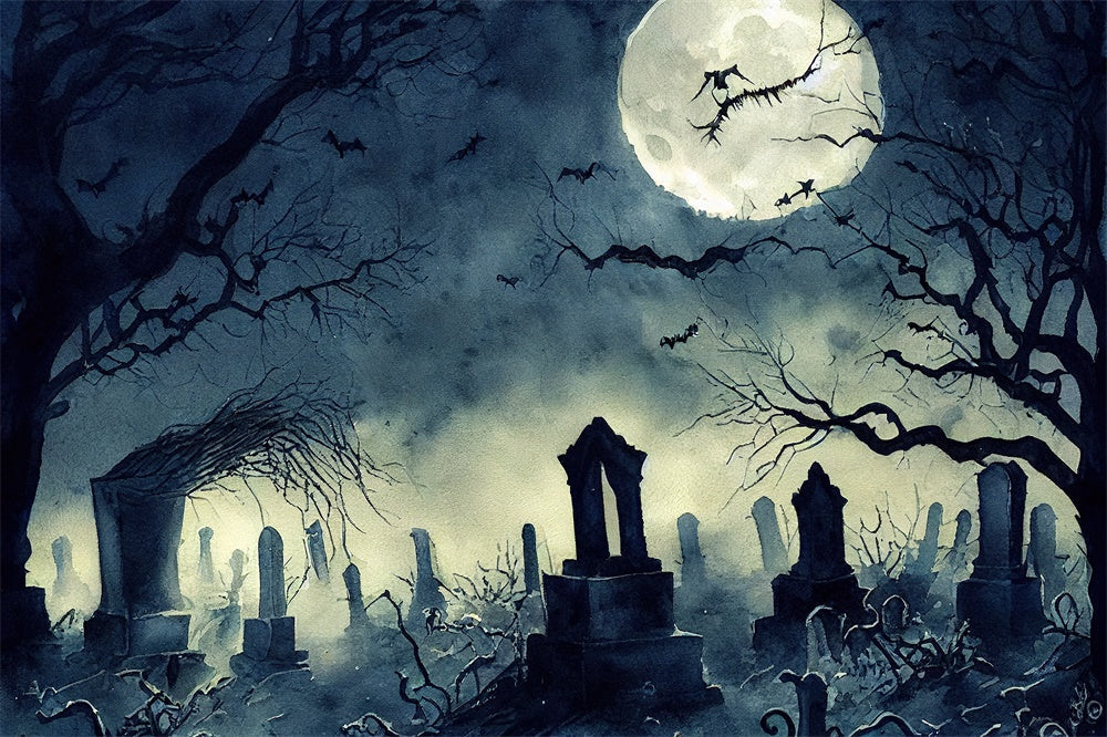 Sfondo Di Alberi Appassiti Del Cimitero Di Halloween RR7-495
