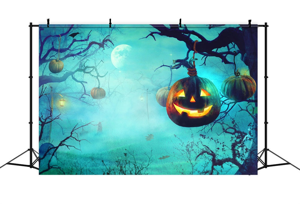 Sfondo Di Zucca Di Halloween Nei Boschi Nebbiosi RR7-503
